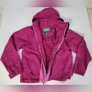 L.L. Bean Magenta Lightweight Full Zip Up Hooded Mesh Lined Jacket
